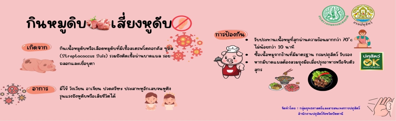 สนง.ปศจ.ปัตตานี ประชาสัมพันธ์การกินเนื้อหมูดิบ เสี่ยงหูดับ