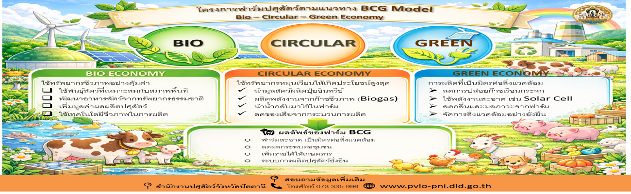 โครงการฟาร์มปศุสัตว์ตามแนวทาง BCG Model : Bio-Circular-Green Economy
