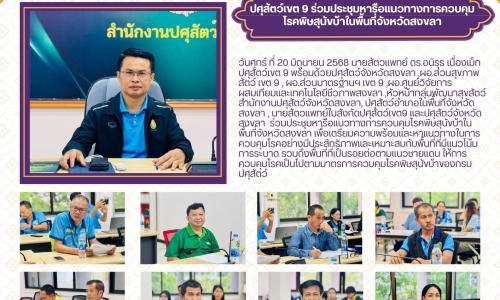 🌷ส่วนสุขภาพสัตว์ เขต 9 ประชุมหารือแนวทางการควบคุมโรคพิษสุนัขบ้าในพื้นที่จังหวัดสงขลา 🌷